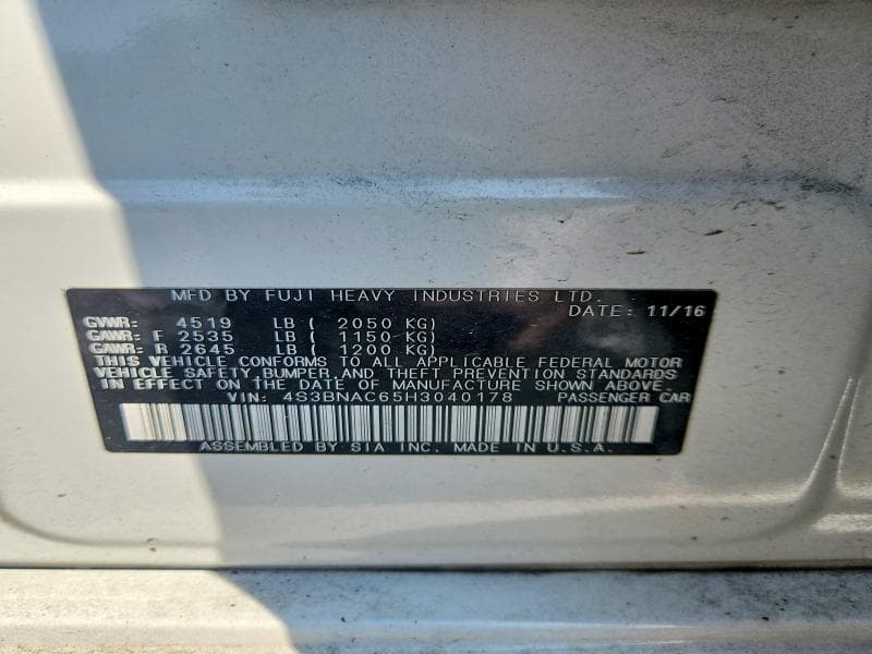 2017 SUBARU LEGACY 2.5I PREMIUM 12