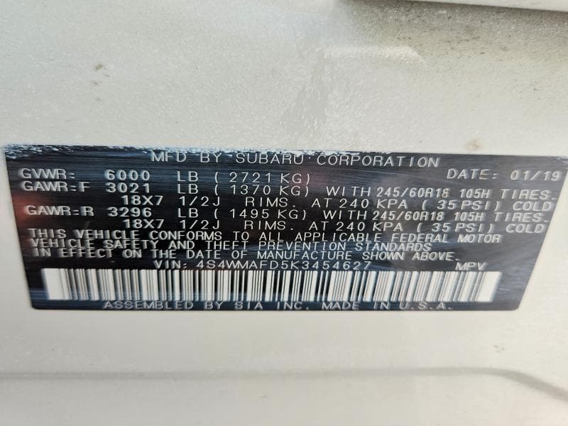 2019 SUBARU ASCENT PREMIUM 13