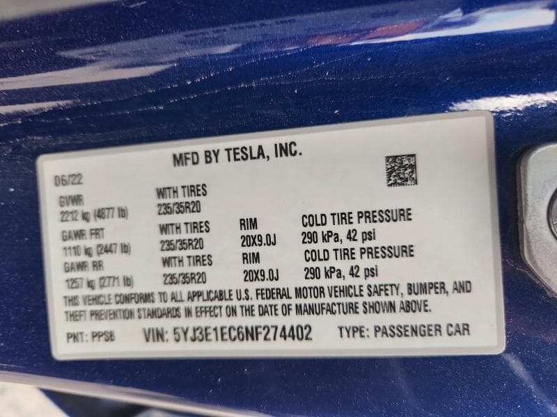 2022 TESLA MODEL 3 13