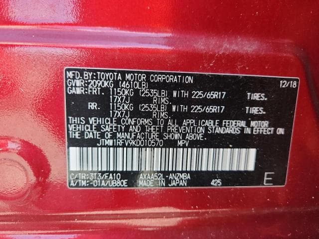 2019 TOYOTA RAV4 XLE 13