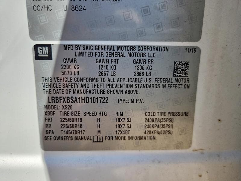 2017 BUICK ENVISION ESSENCE 12