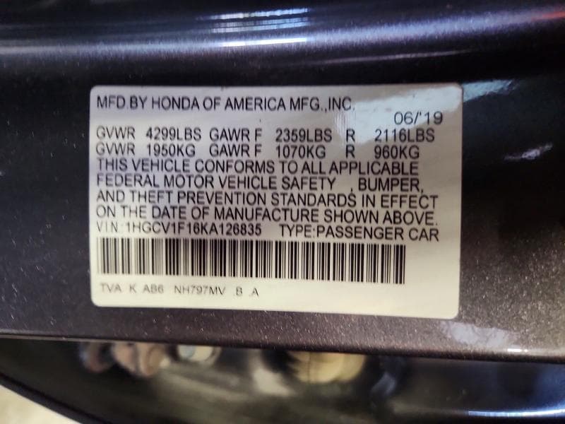 2019 HONDA ACCORD LX 13