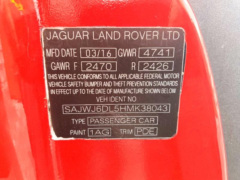 2017 JAGUAR F-TYPE R 12