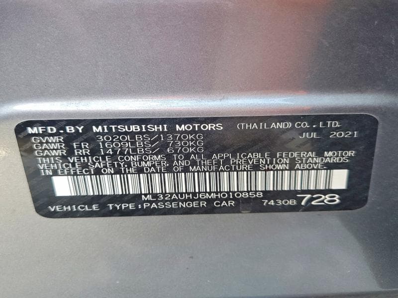 2021 MITSUBISHI MIRAGE ES 12