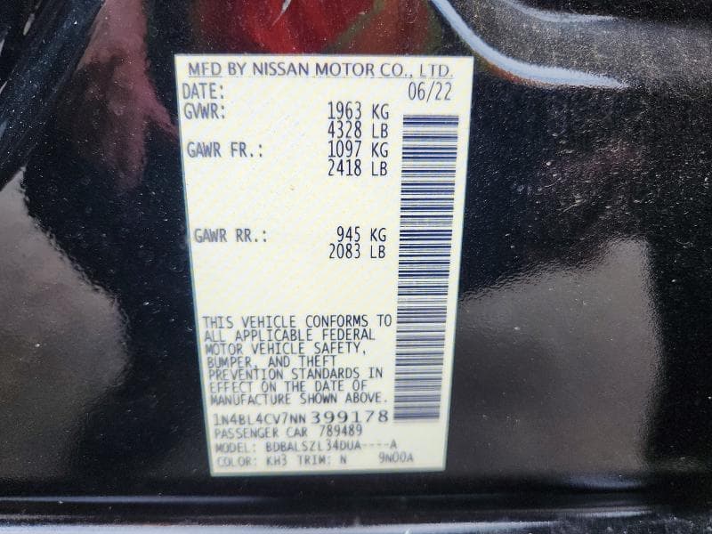2022 NISSAN ALTIMA SR 12