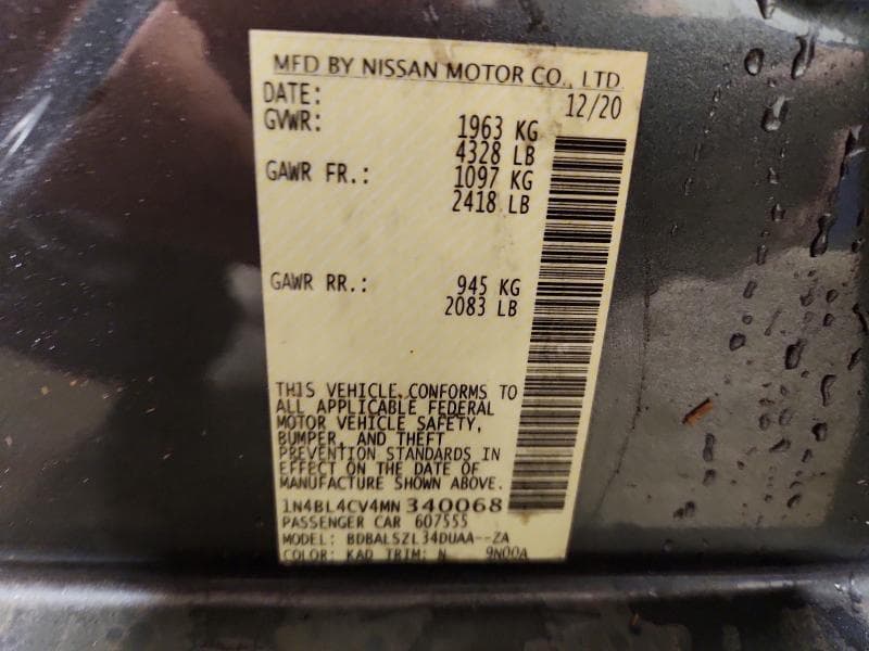 2021 NISSAN ALTIMA SR 12