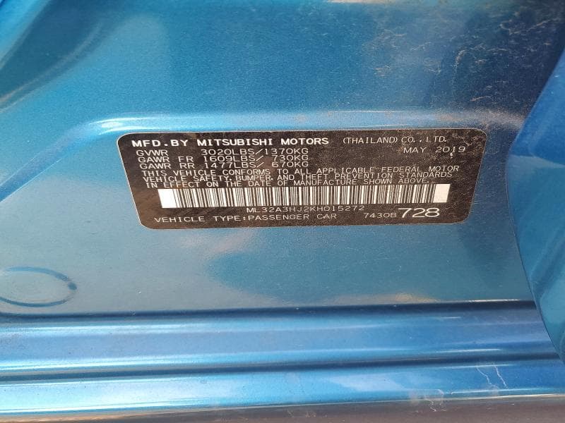 2019 MITSUBISHI MIRAGE ES 12