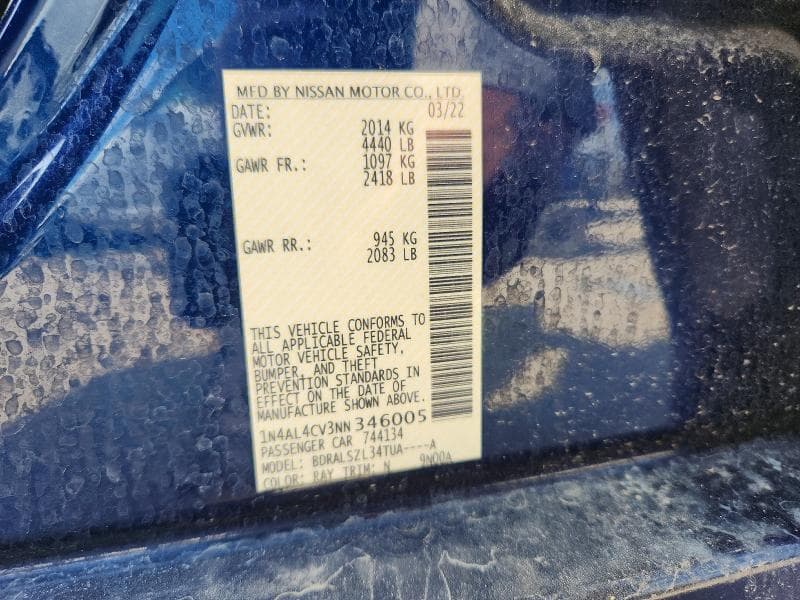 2022 NISSAN ALTIMA SR 12