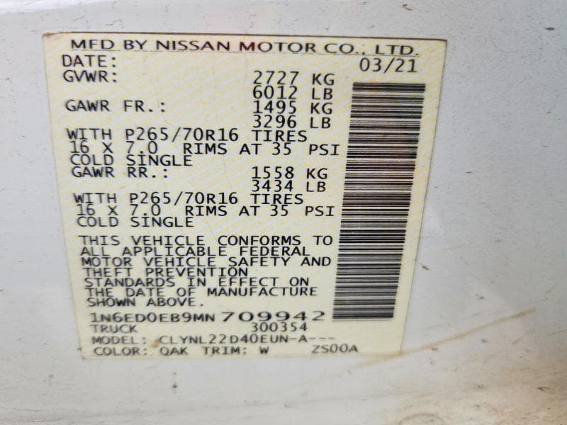 2021 NISSAN FRONTIER SV 12