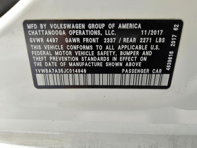 2018 VOLKSWAGEN PASSAT SE 12