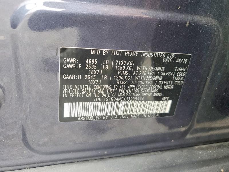 2017 SUBARU OUTBACK 2.5I LIMITED 13