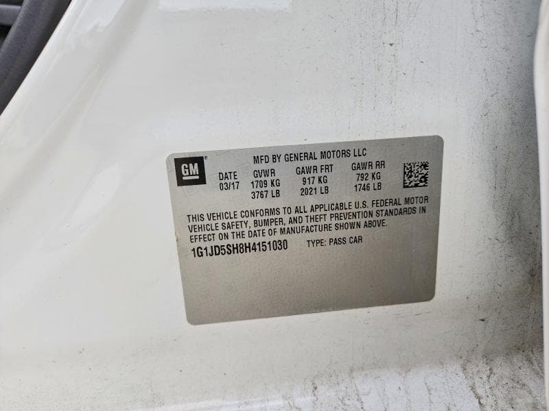 2017 CHEVROLET SONIC LT 12