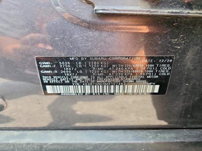 2021 SUBARU OUTBACK LIMITED XT 13