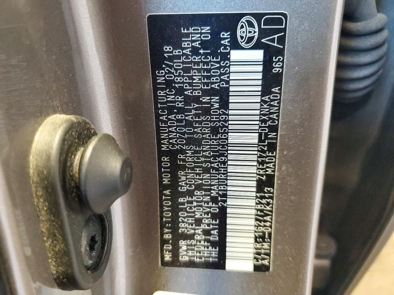 2018 TOYOTA COROLLA LE 12