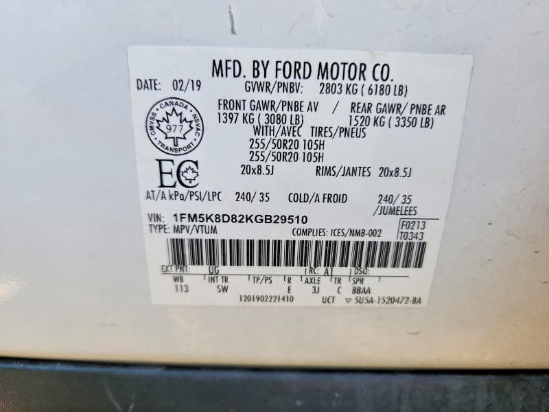 2019 FORD EXPLORER XLT 13