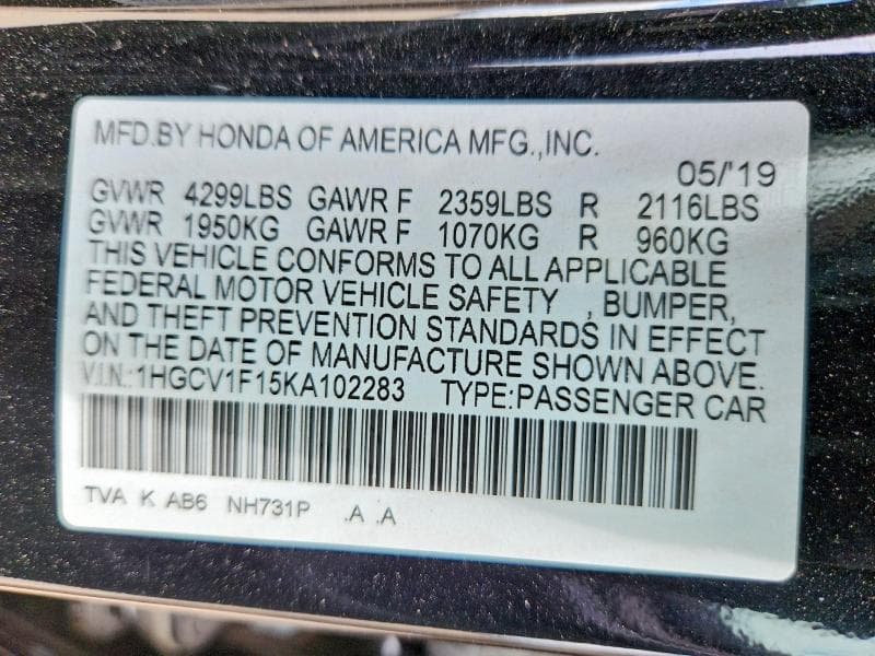 2019 HONDA ACCORD LX 12
