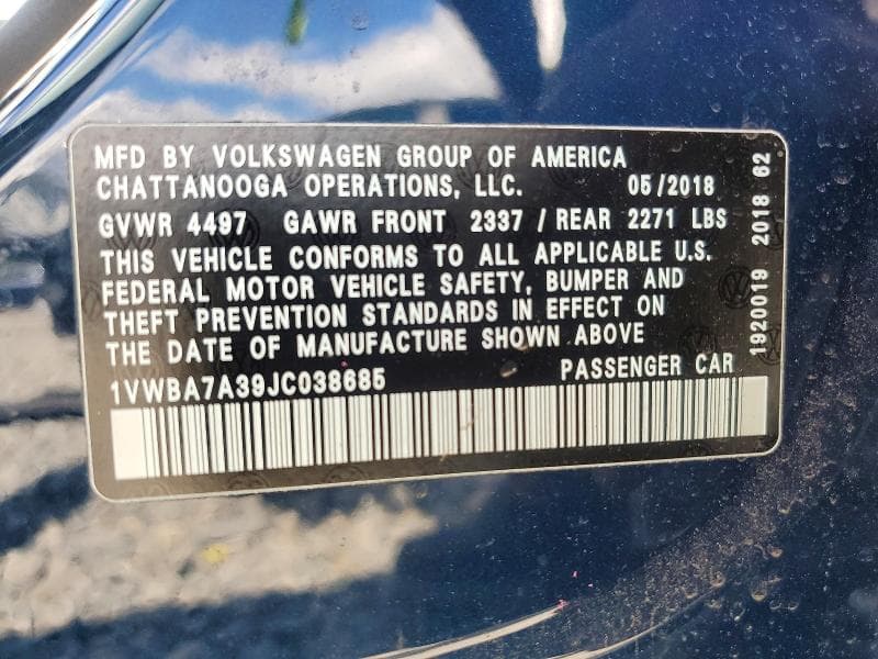 2018 VOLKSWAGEN PASSAT SE 12
