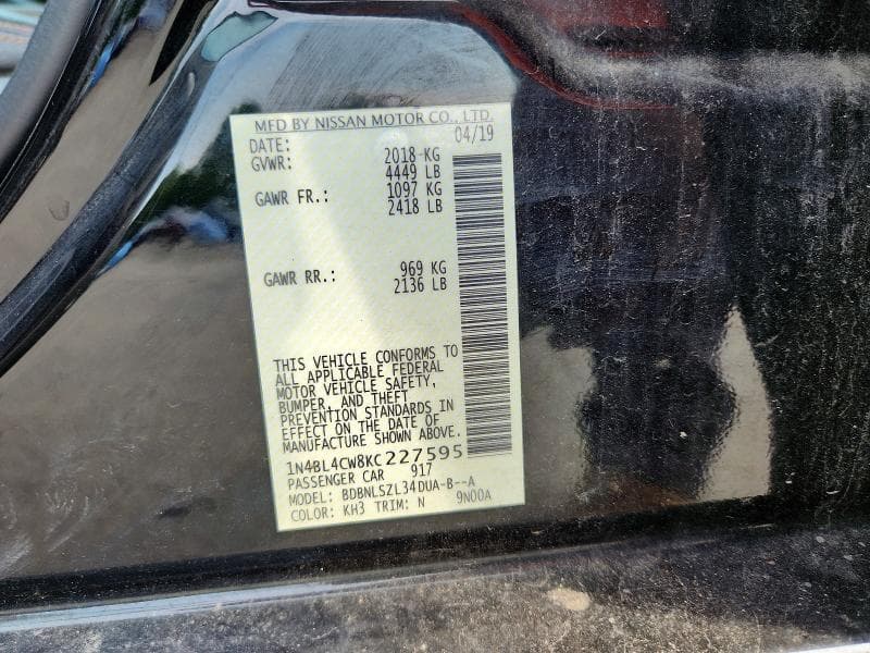 2019 NISSAN ALTIMA SR 12