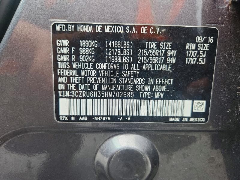2017 HONDA HR-V LX 13