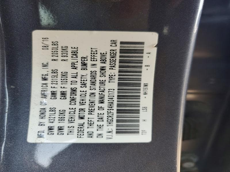 2017 HONDA ACCORD EXL 13