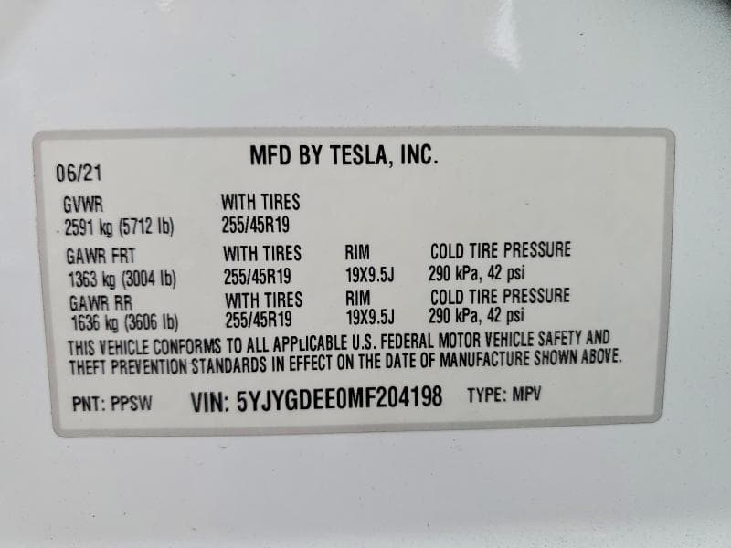 2021 TESLA MODEL Y 13