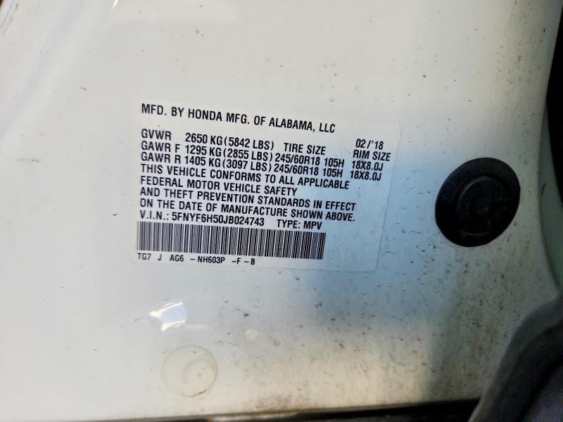 2018 HONDA PILOT EXL 13