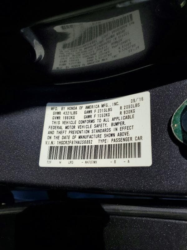 2017 HONDA ACCORD EXL 12