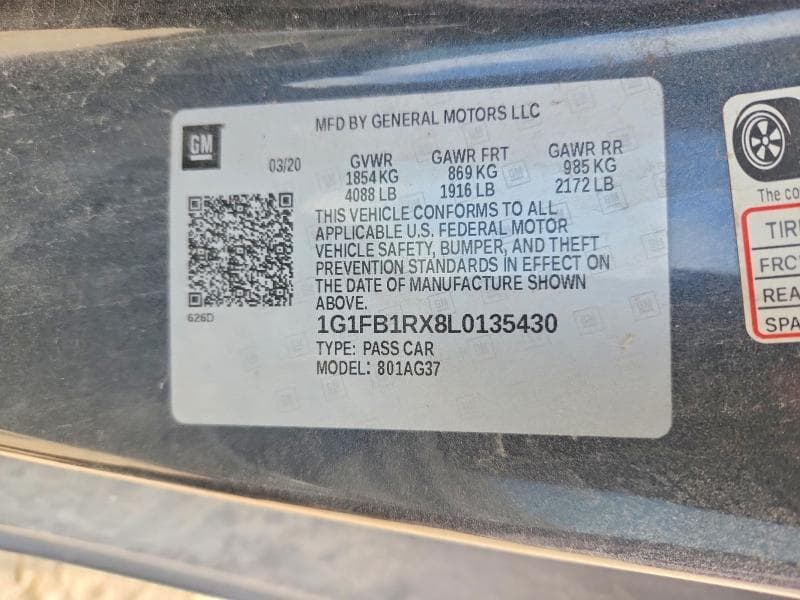 2020 CHEVROLET CAMARO LS 12