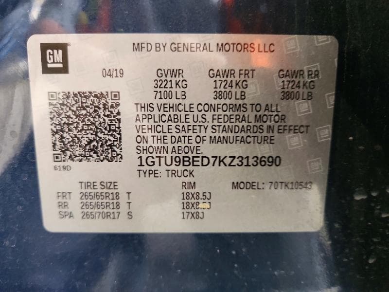 2019 GMC SIERRA K1500 SLE 12