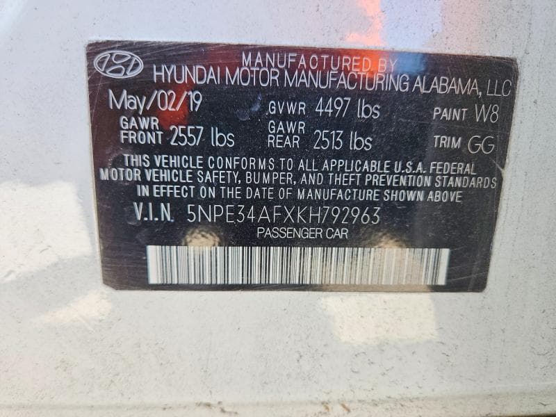 2019 HYUNDAI SONATA SEL 12
