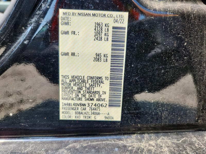 2022 NISSAN ALTIMA SV 12
