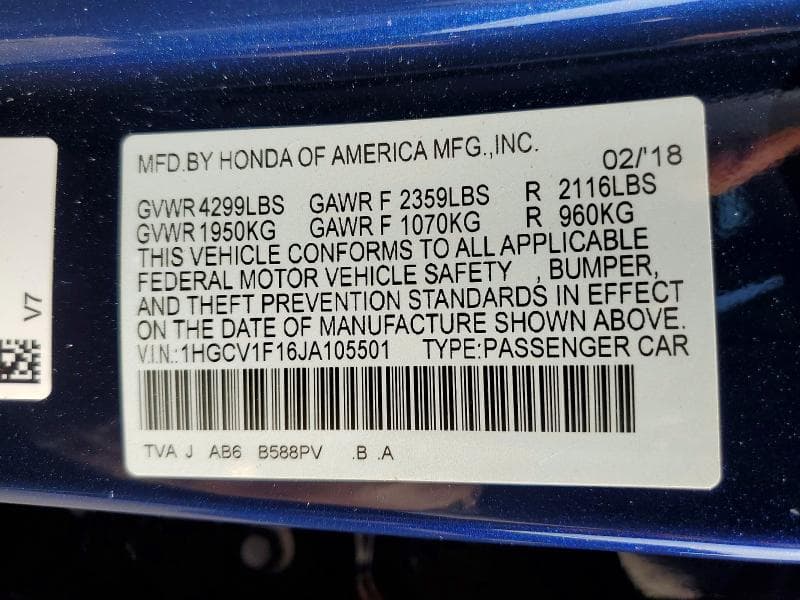 2018 HONDA ACCORD LX 12