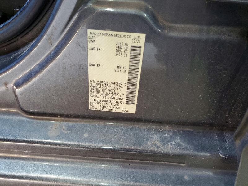2022 NISSAN ALTIMA SR 12