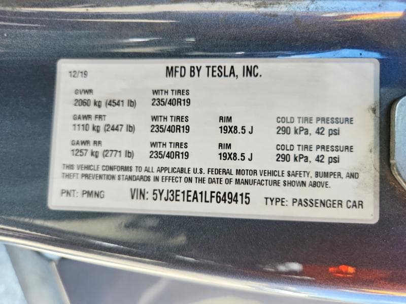 2020 TESLA MODEL 3 13