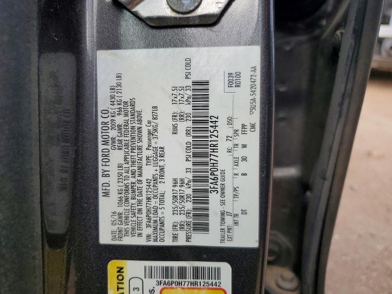 2017 FORD FUSION SE 12