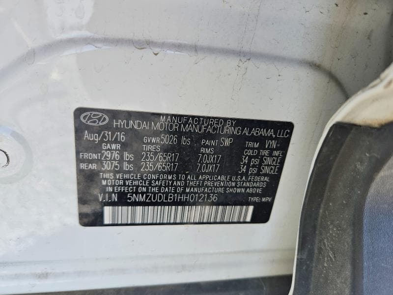 2017 HYUNDAI SANTA FE SPORT 2.4L 13