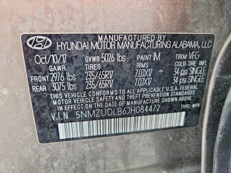2018 HYUNDAI SANTA FE SPORT 2.4L 13