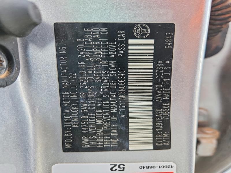 2022 TOYOTA CAMRY SE 12