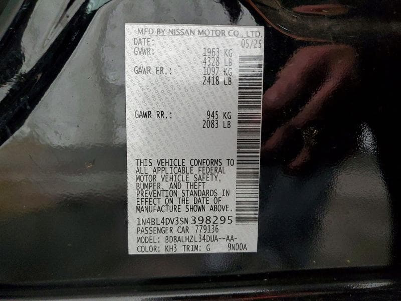 2025 NISSAN ALTIMA SV 12