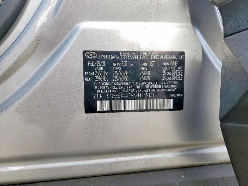 2021 HYUNDAI SANTA FE SE 12