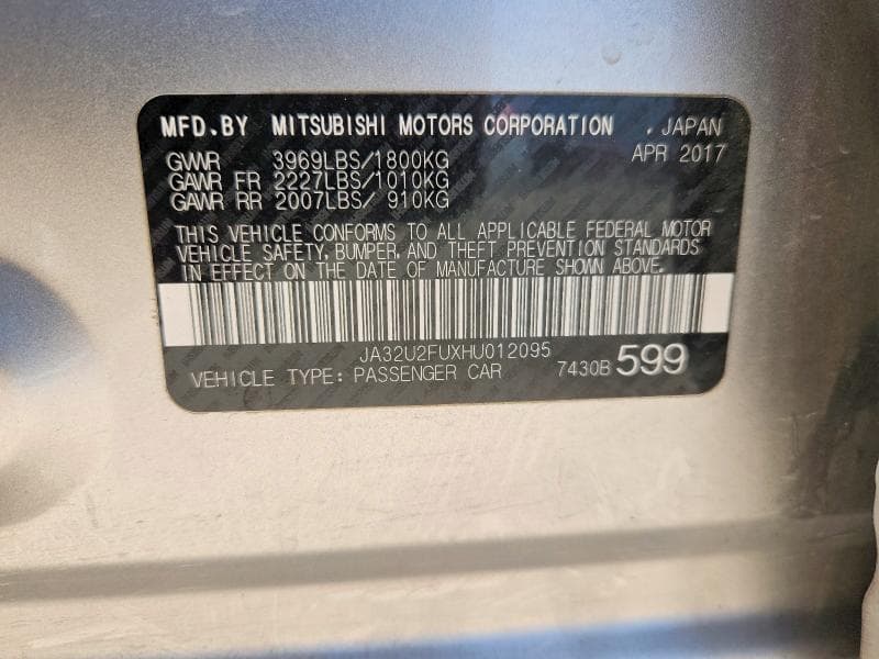 2017 MITSUBISHI LANCER ES 12