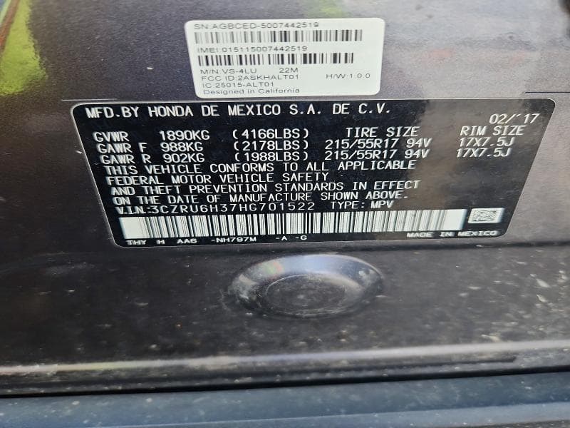 2017 HONDA HR-V LX 13