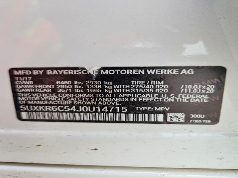 2018 BMW X5 XDRIVE50I 12