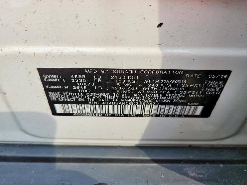 2019 SUBARU OUTBACK 2.5I LIMITED 13
