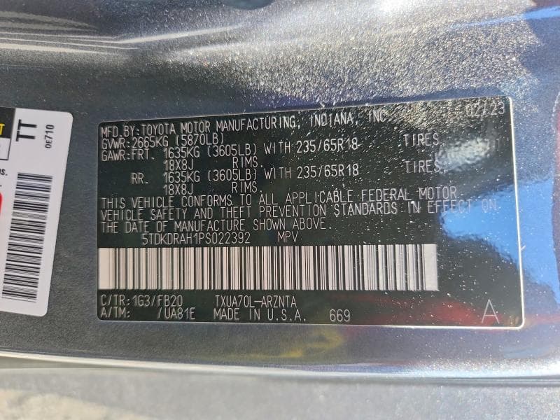 2023 TOYOTA HIGHLANDER LE 13