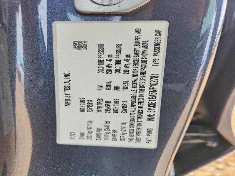2022 TESLA MODEL 3 12