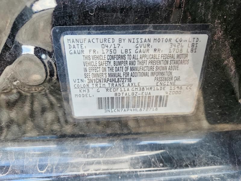 2017 NISSAN VERSA 1.6 SV 12