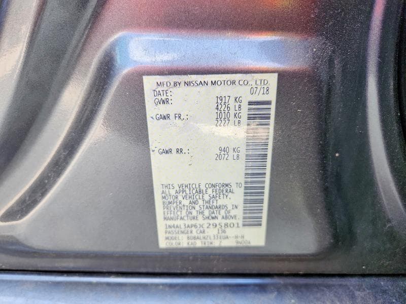 2018 NISSAN ALTIMA 2.5 SR 12