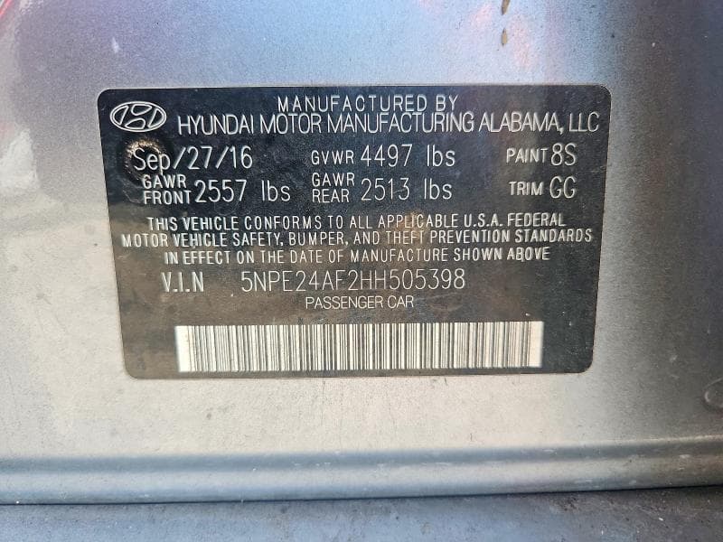 2017 HYUNDAI SONATA SE 12