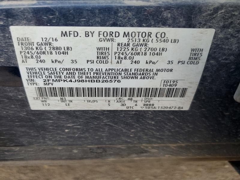 2017 FORD EDGE SEL 12